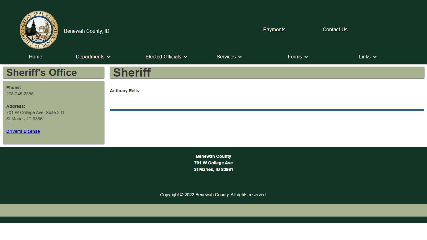 Sheriff - Benewah County, Idaho [Official]